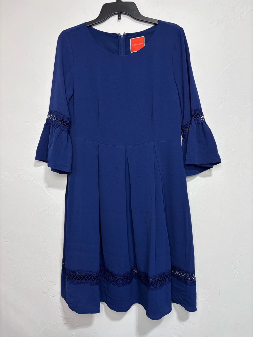 ModCloth Miles of Marvelous A Line Dress Sapphire Blue Women's Large 3/4 Bell
